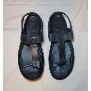KEEN Womens Black Leather Dauntless Posted T Strap Slingback Sandals Size 11